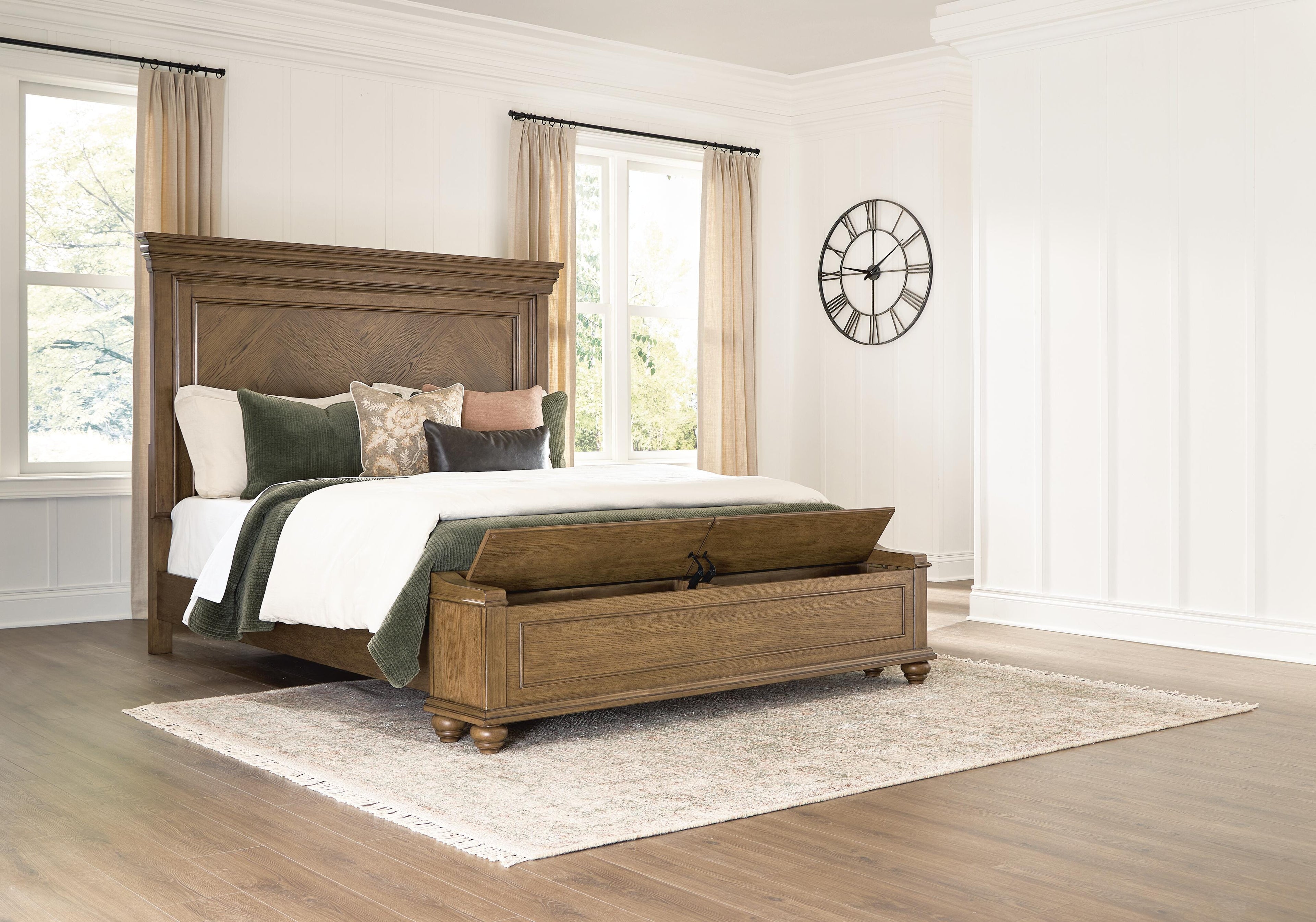 Karallin Medium Brown King Panel Storage Bed