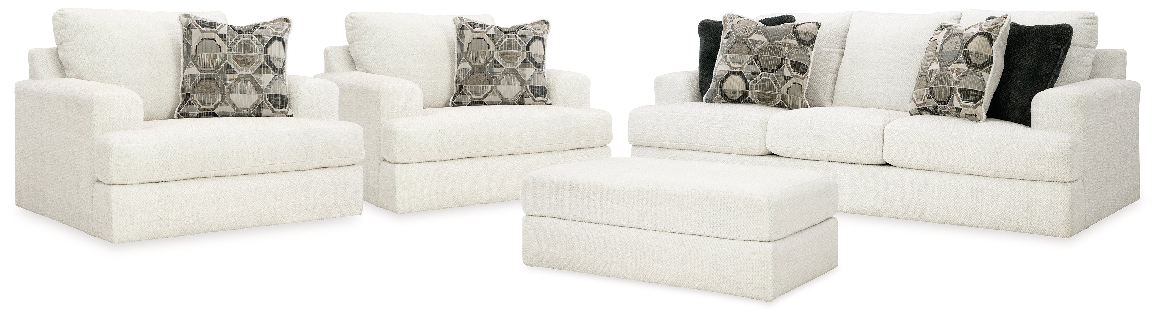 Karinne Linen Sofa, 2 Chairs and Ottoman