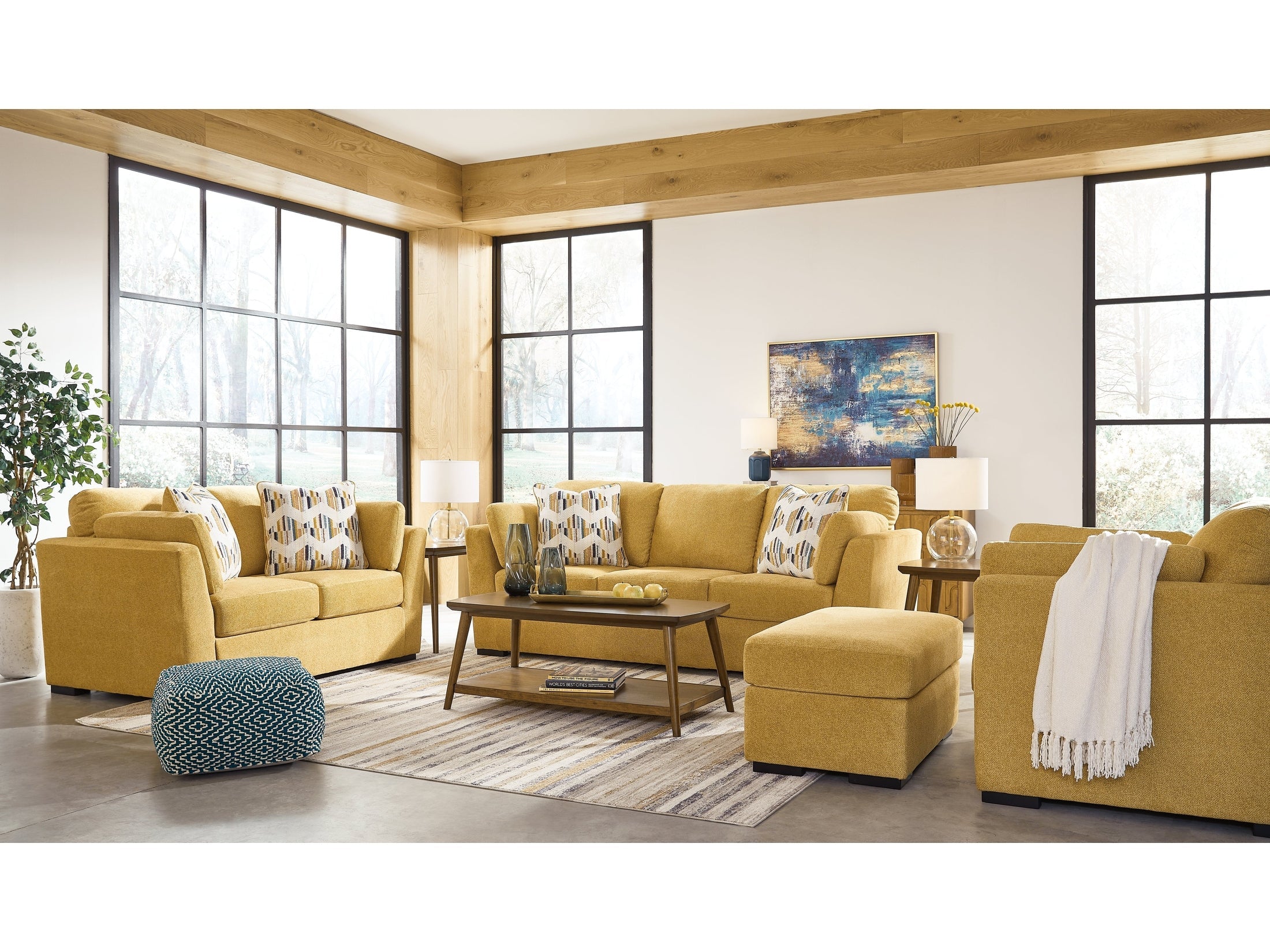 Keerwick Sunflower Sofa, Loveseat, Chair and Ottoman