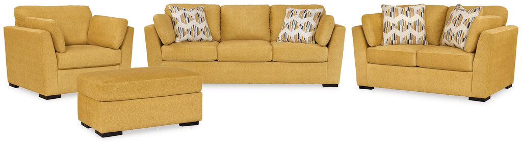 Keerwick Sunflower Sofa, Loveseat, Chair and Ottoman