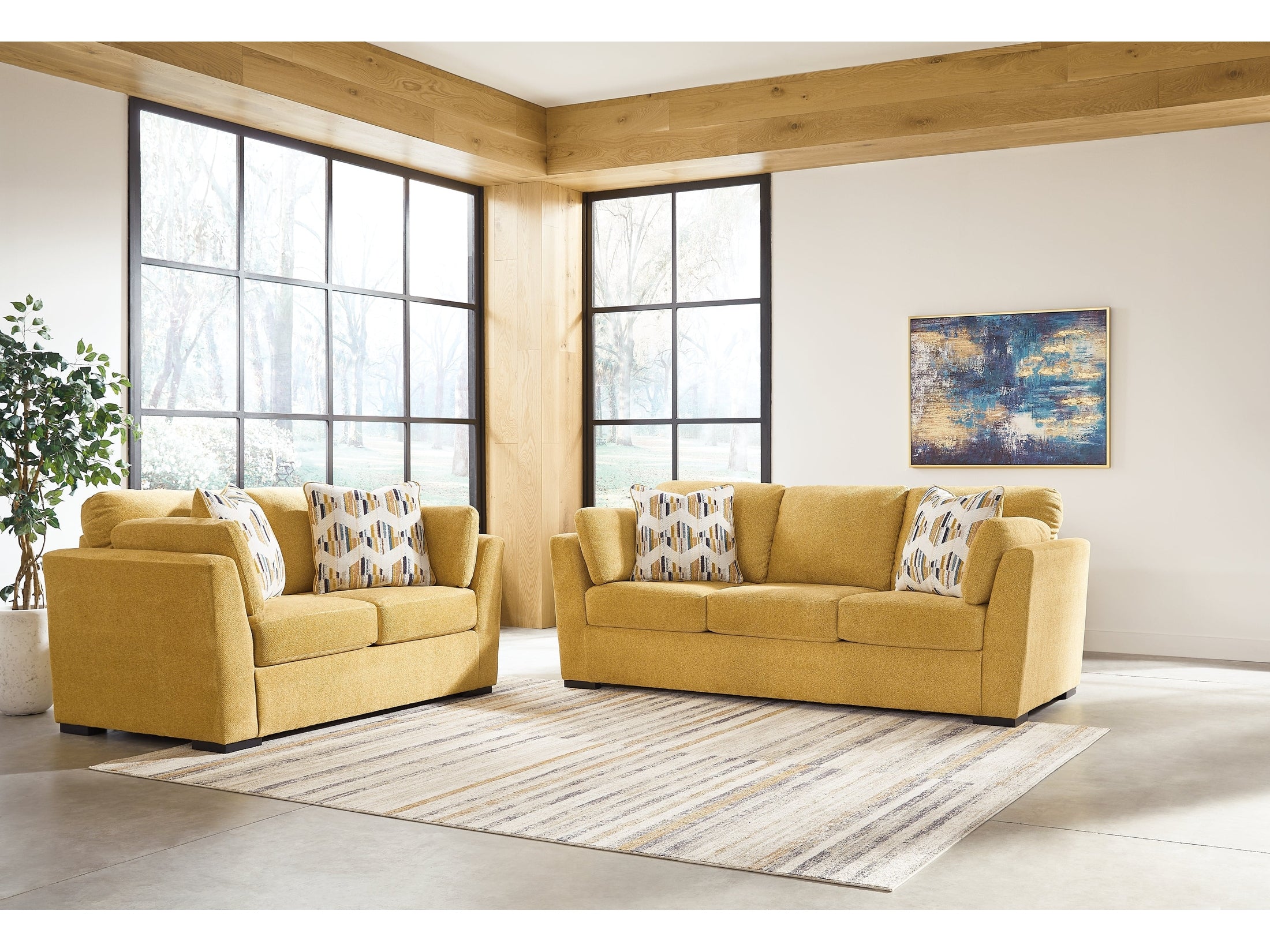 Keerwick Sunflower Sofa and Loveseat