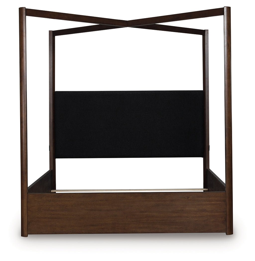 Kendamor Dark Brown California King Canopy Bed