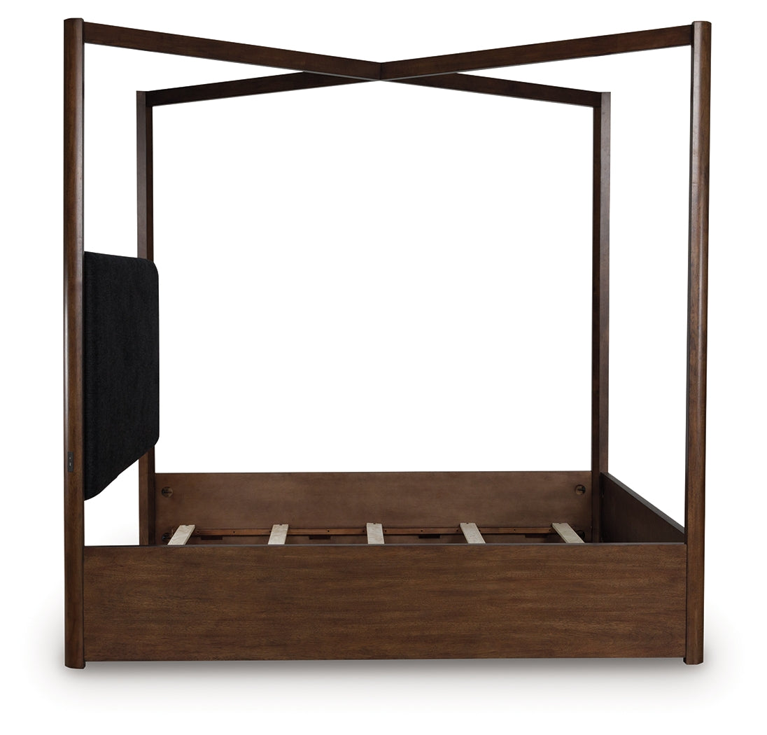 Kendamor Dark Brown Queen Canopy Bed