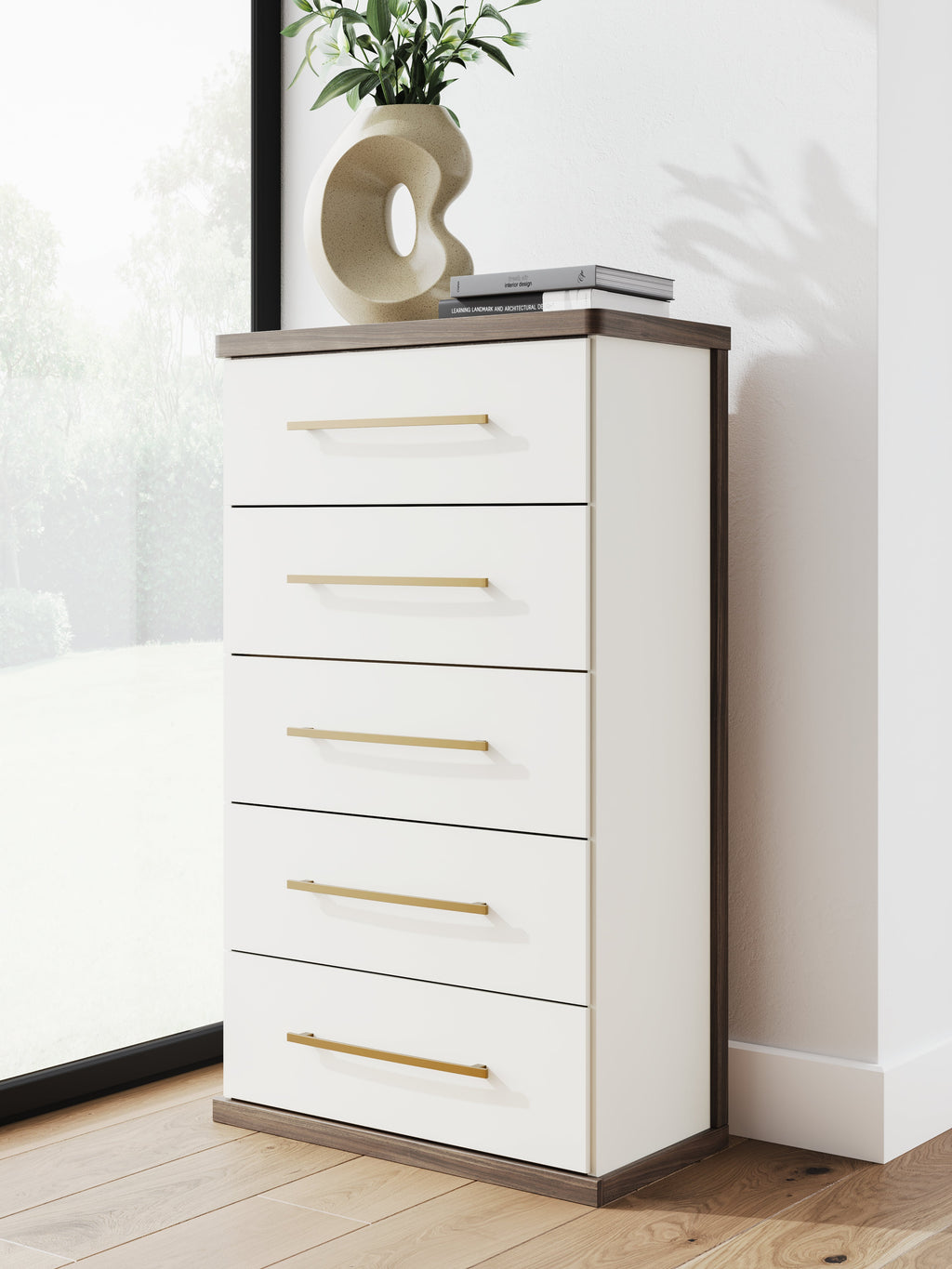 Kendanport Brown/White Five Drawer Chest