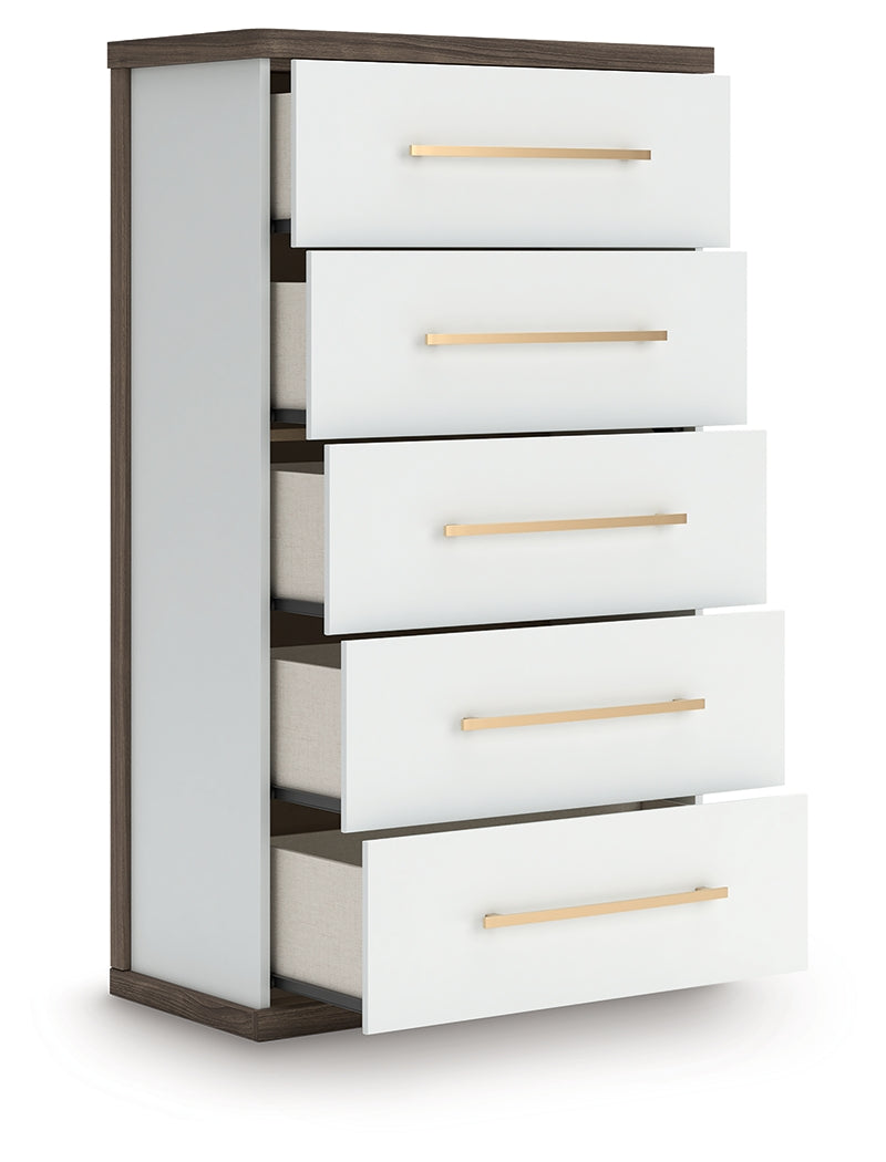 Kendanport Brown/White Five Drawer Chest