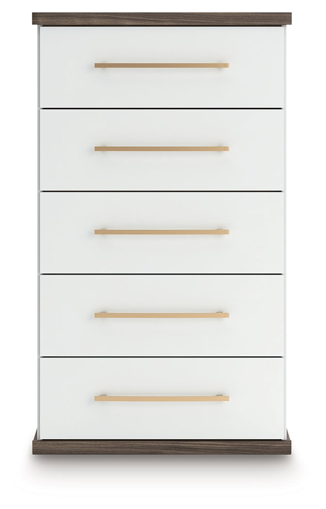 Kendanport Brown/White Five Drawer Chest