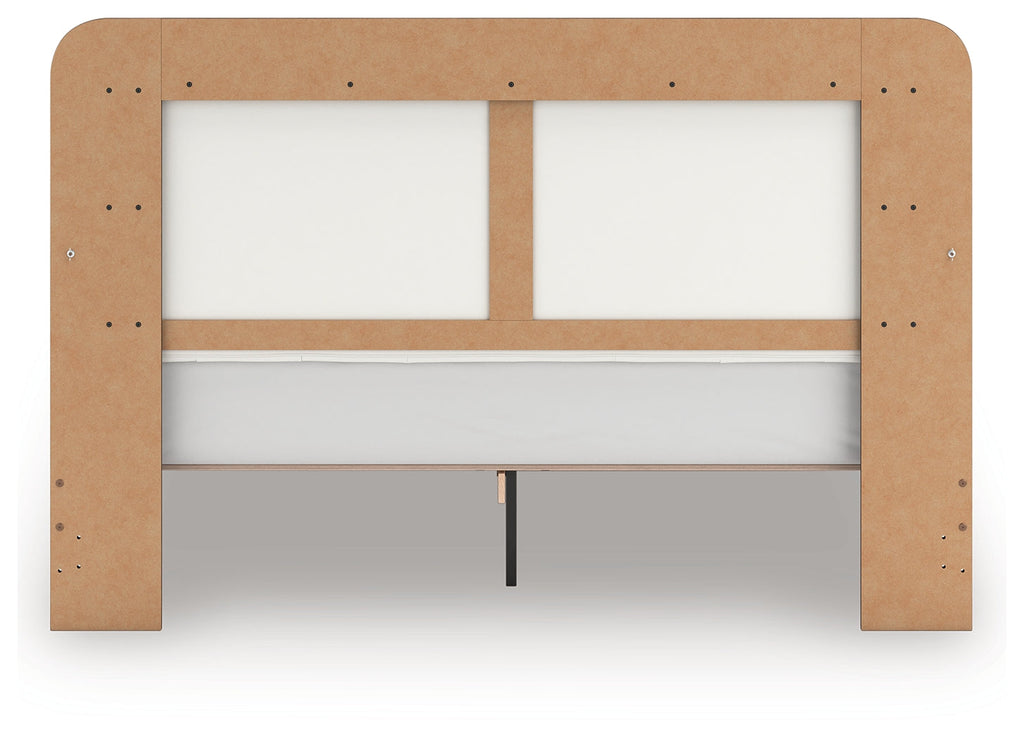 Kendanport /White King Platform Bed, Dresser, Mirror and Nightstand, Brown