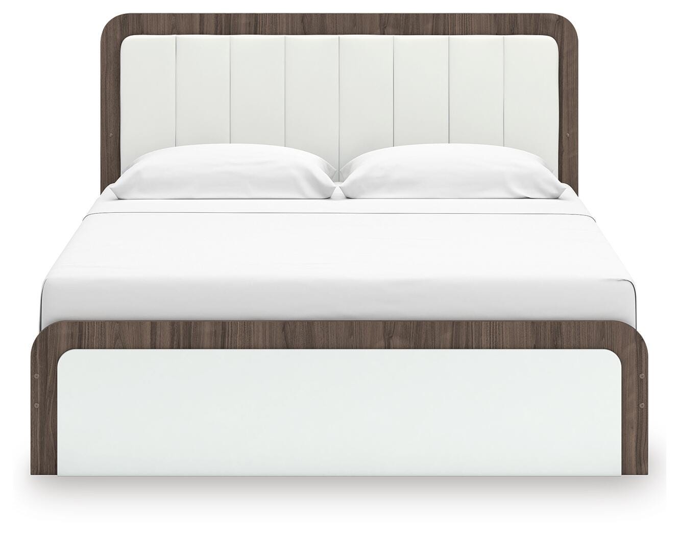 Kendanport Brown/White King Upholstered Bed, Dresser and Mirror