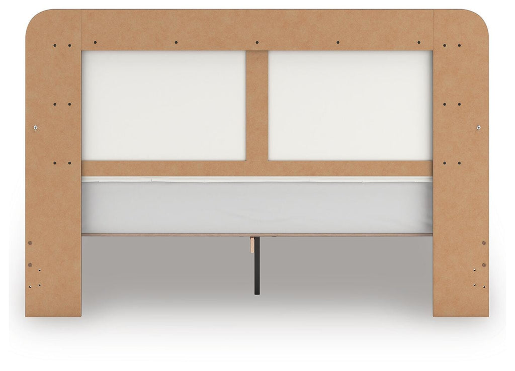 Kendanport Brown/White King Upholstered Bed, Dresser and Mirror
