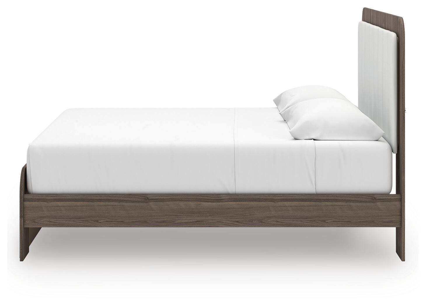 Kendanport Brown/White King Upholstered Bed, Dresser and Mirror