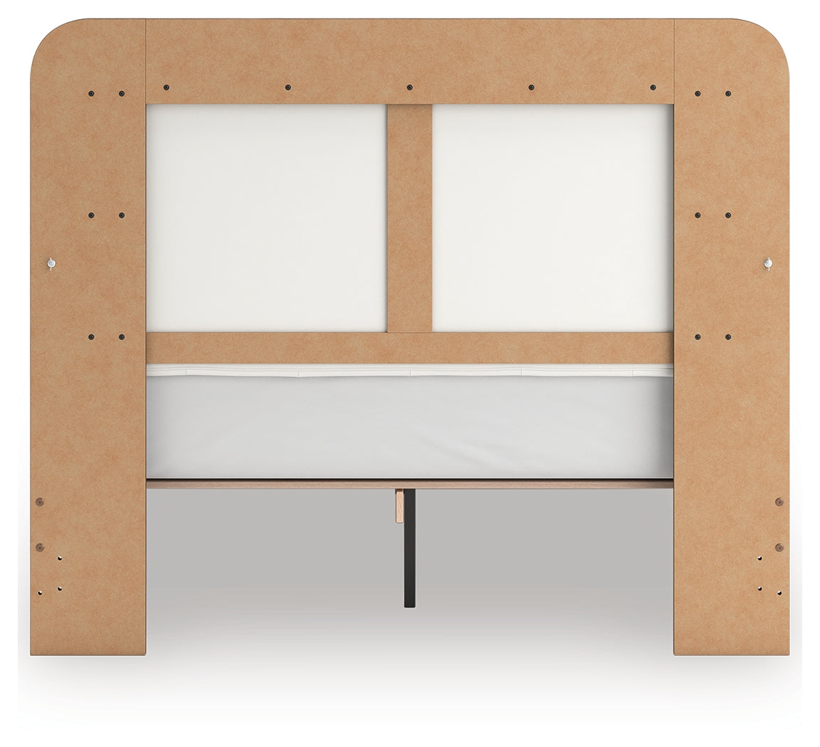 Kendanport Brown/White Queen Upholstered Bed and 2 Nightstands
