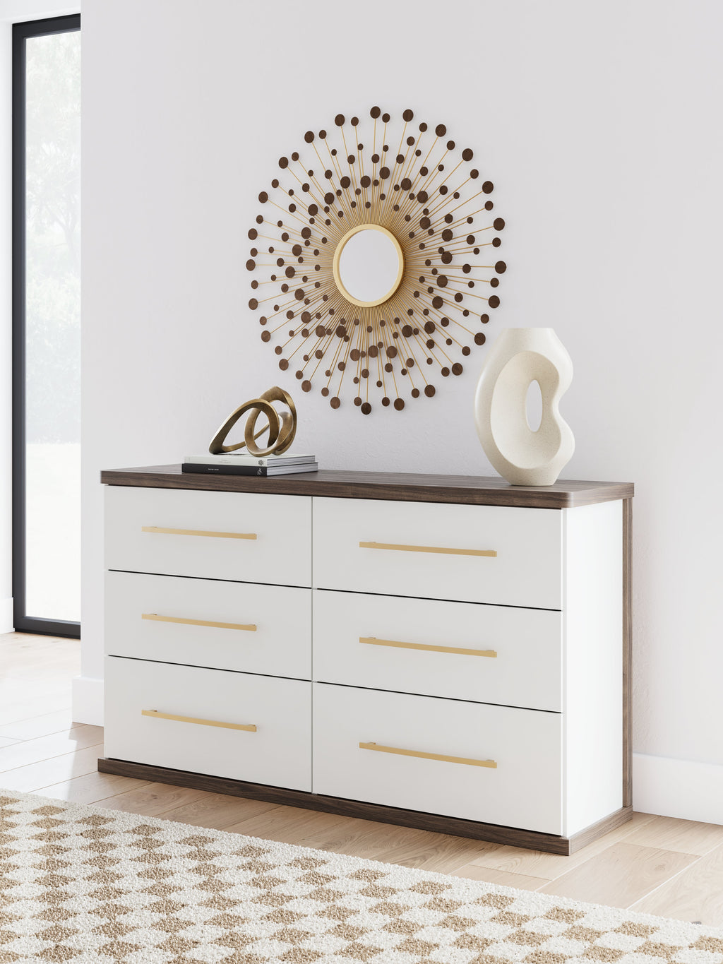 Kendanport Brown/White Six Drawer Dresser