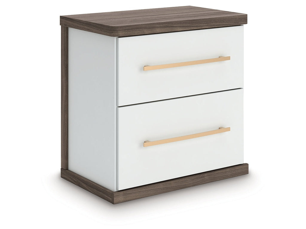 Kendanport Brown/White Two Drawer Night Stand