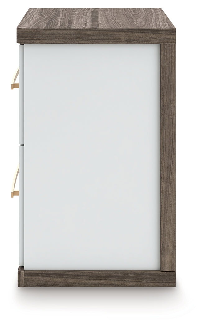 Kendanport Brown/White Two Drawer Night Stand
