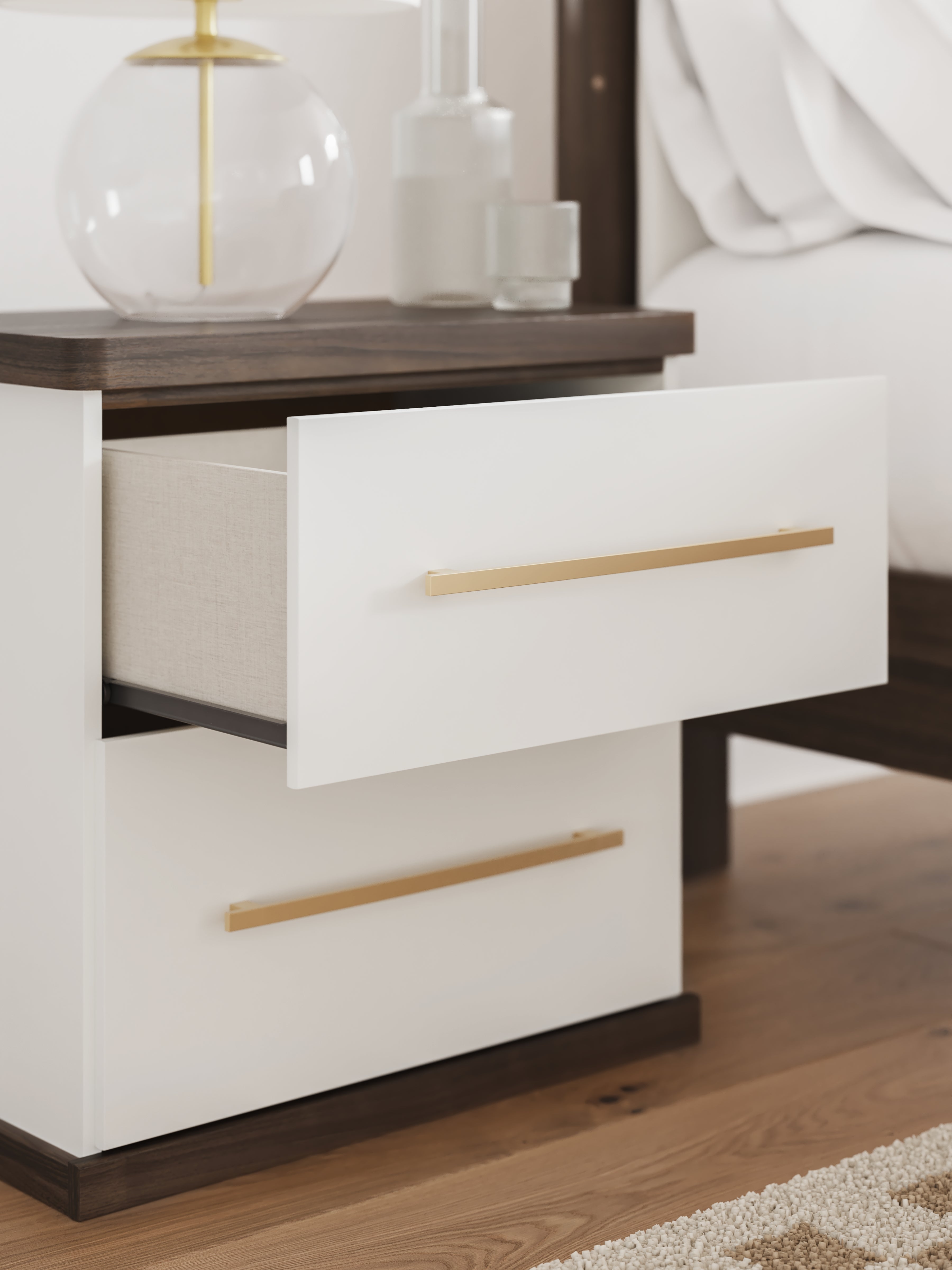 Kendanport Brown/White Two Drawer Night Stand