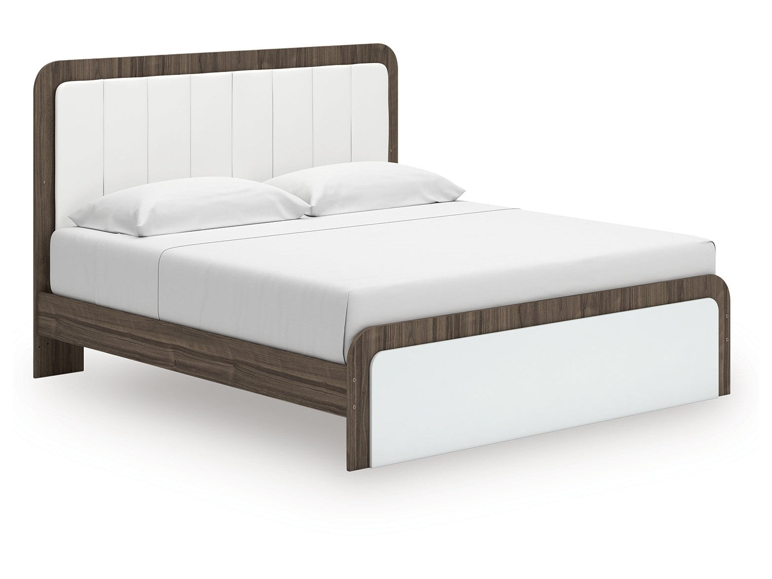 Kendanport White/Brown King Upholstered Bed