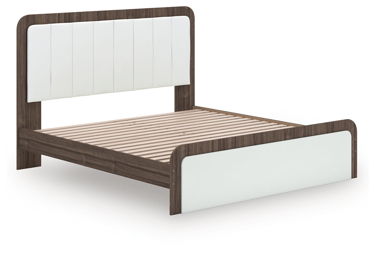 Kendanport White/Brown King Upholstered Bed