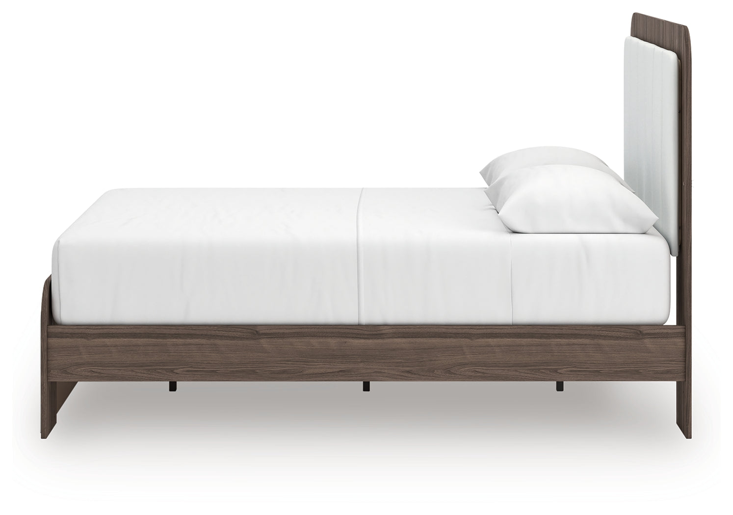 Kendanport White/Brown Queen Upholstered Bed, Dresser and Nightstand