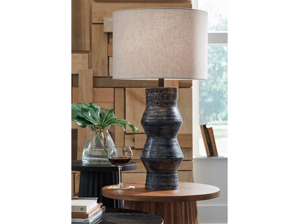 Kerbert Distressed Black 2-Piece Lamp Set