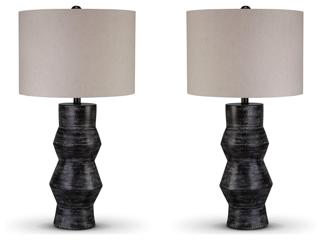 Kerbert Distressed Black 2-Piece Lamp Set