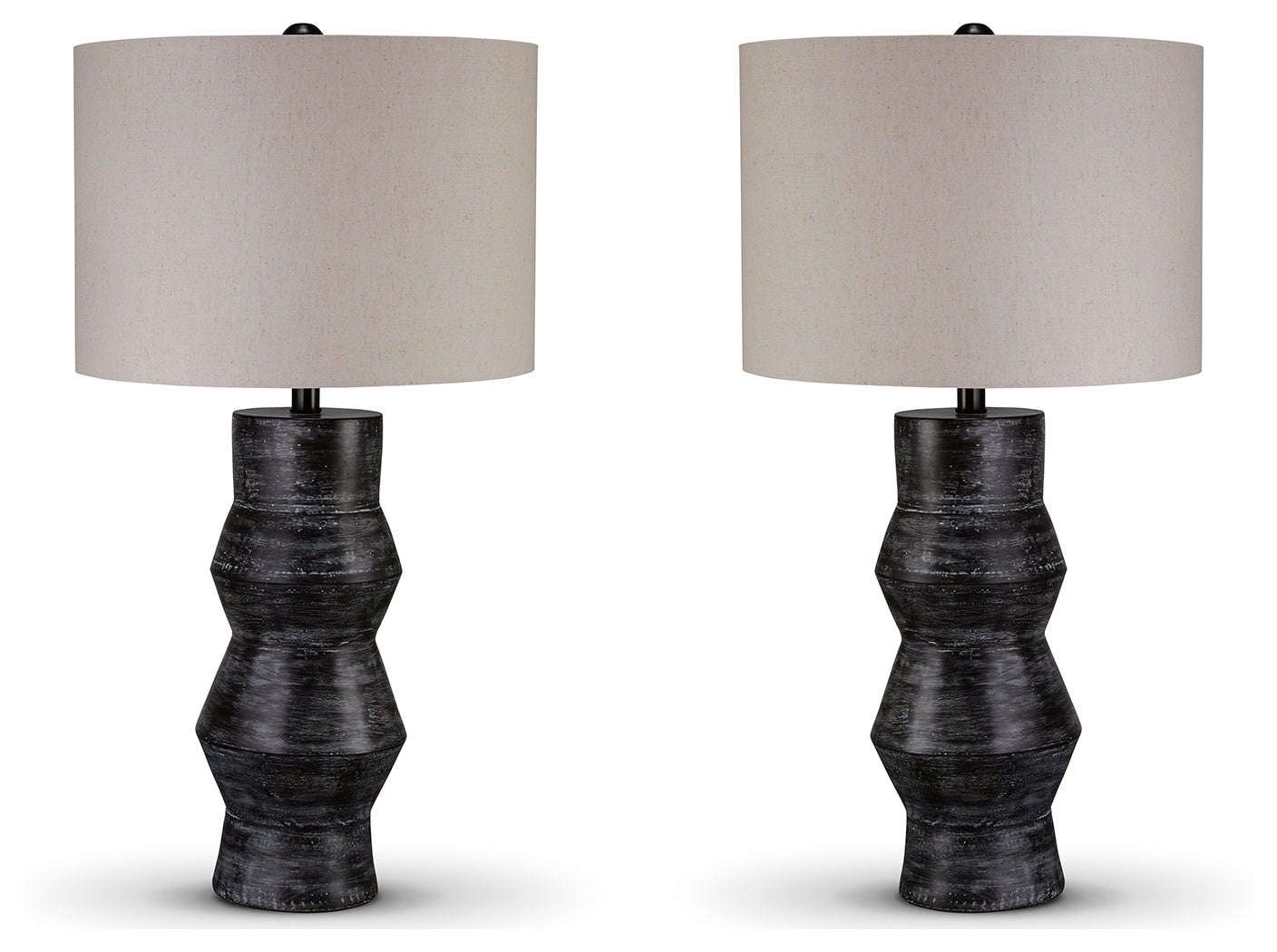Kerbert Distressed Black 2-Piece Lamp Set