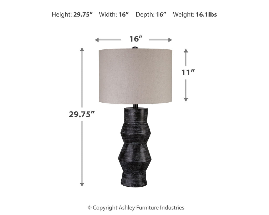 Kerbert Distressed Black 2-Piece Lamp Set