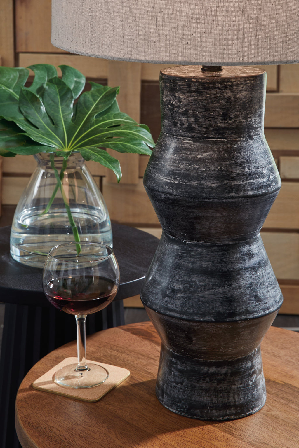 Kerbert Distressed Black 2-Piece Lamp Set
