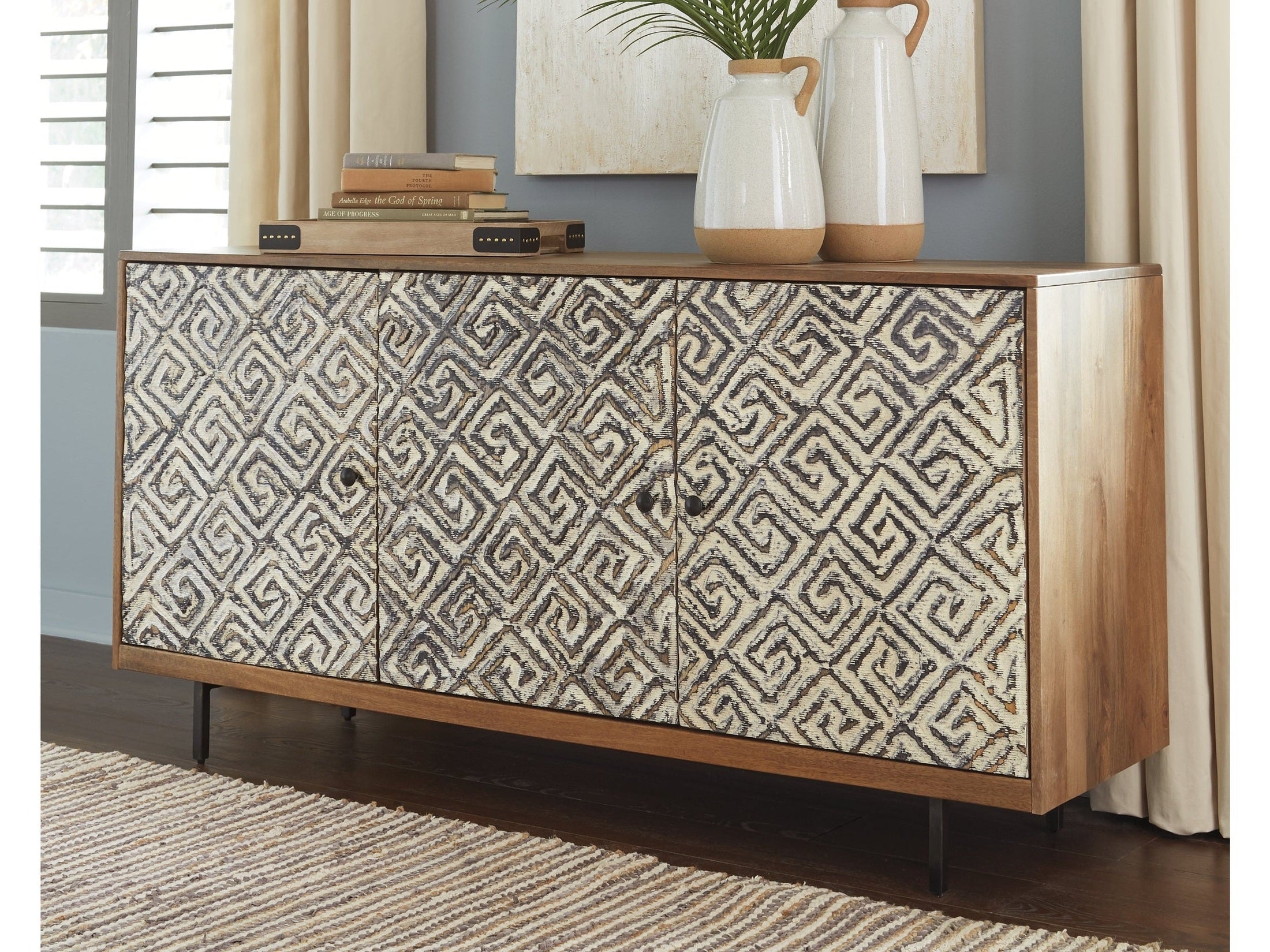 Kerrings Brown/Black/White Accent Cabinet