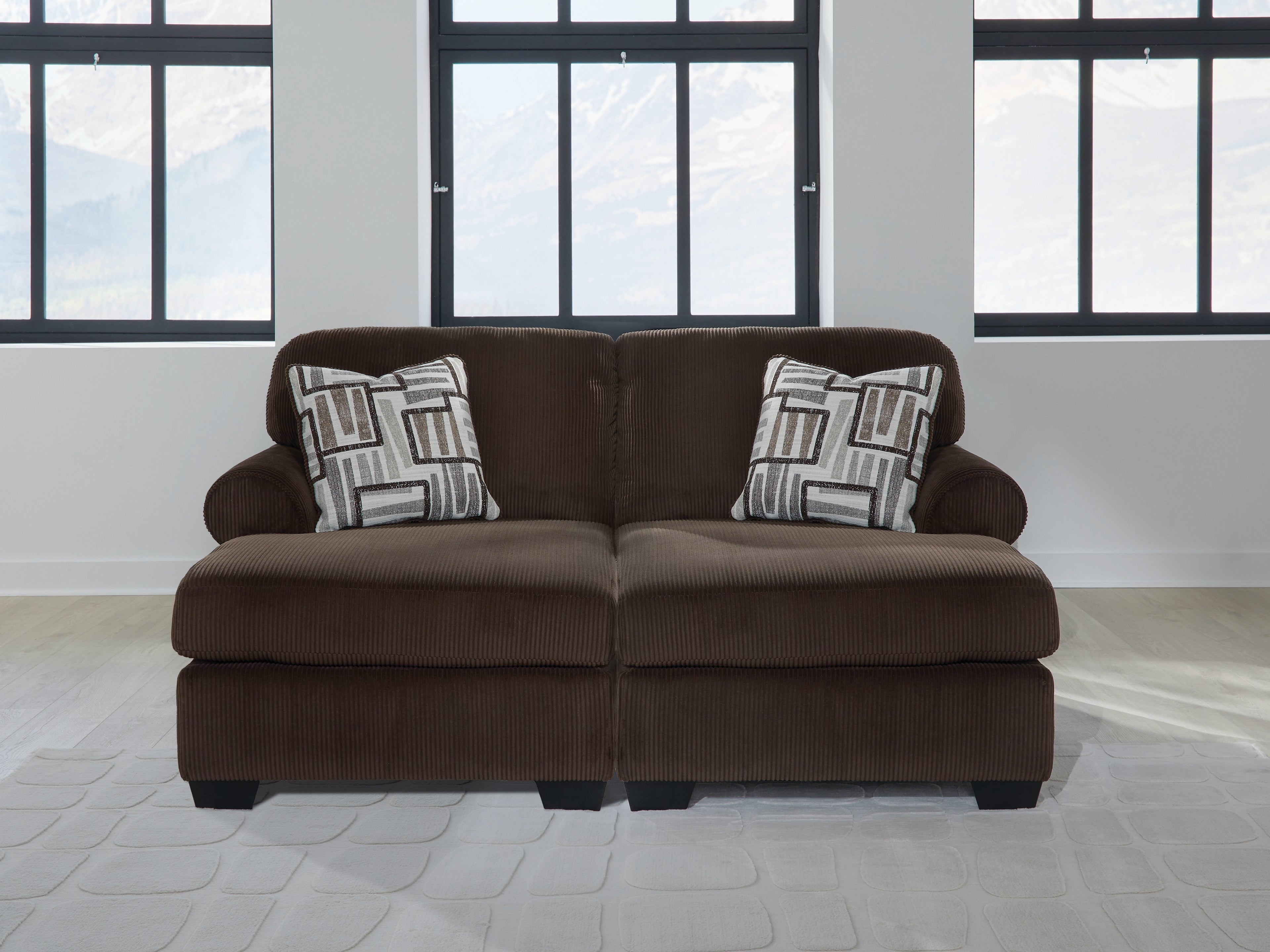 Kimlee Chocolate 2-Piece Super Chaise