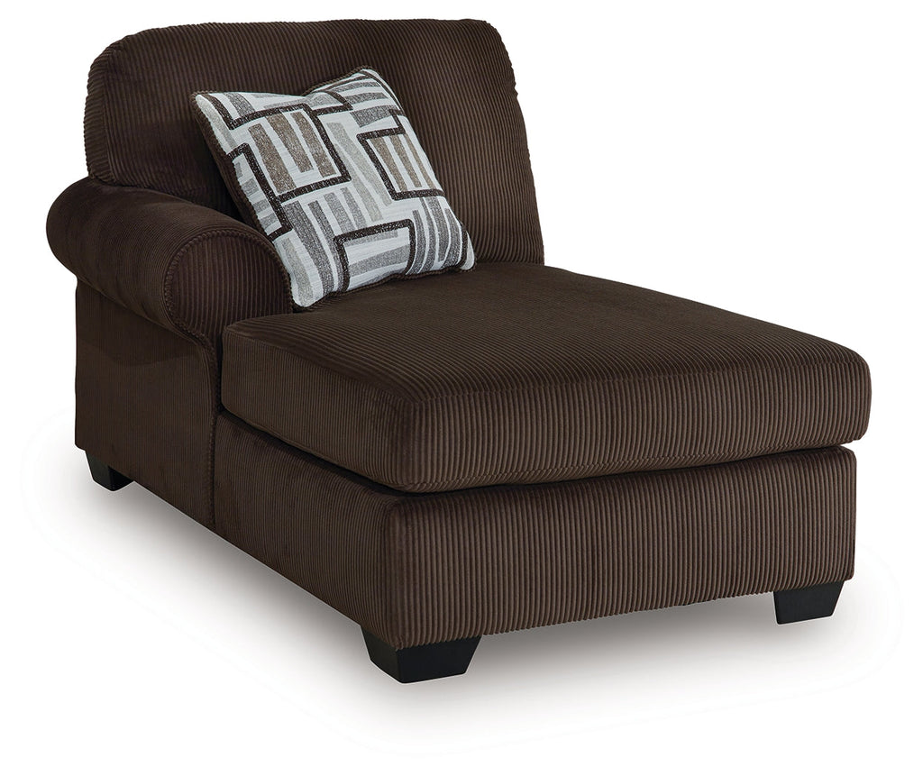 Kimlee Chocolate 3-Piece Sectional and Ottoman
