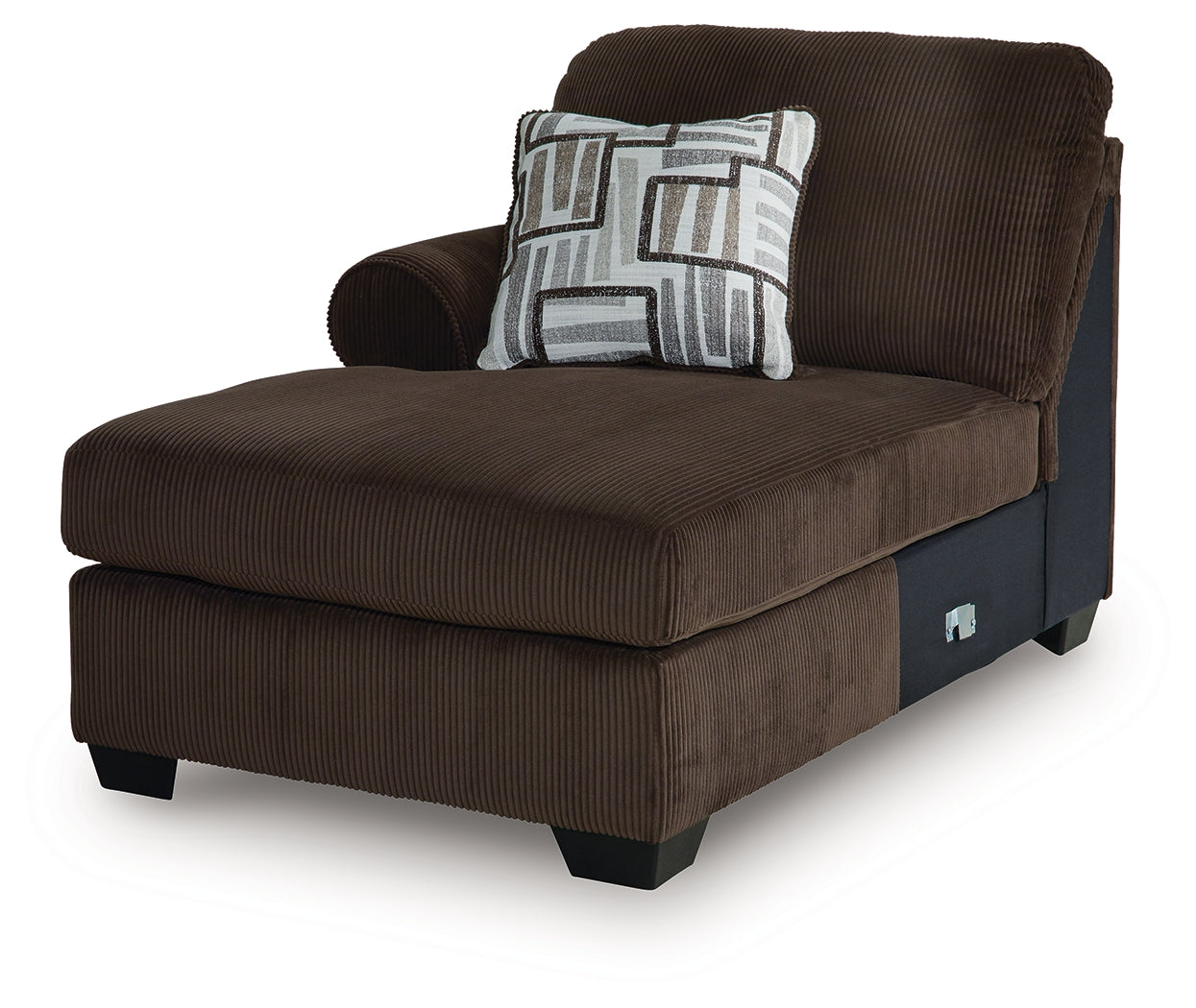 Kimlee Chocolate 3-Piece Sectional and Ottoman