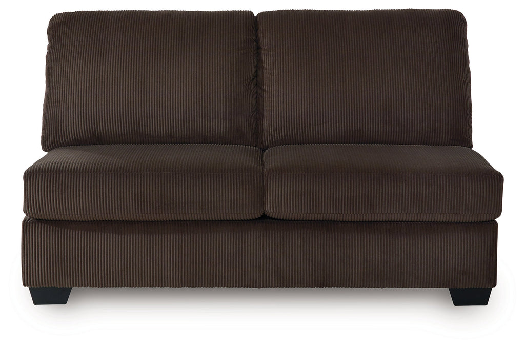 Kimlee Chocolate 3-Piece Sectional and Ottoman