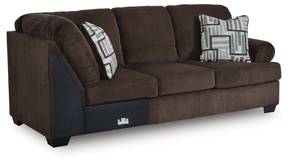 Kimlee Chocolate 3-Piece Sectional and Ottoman