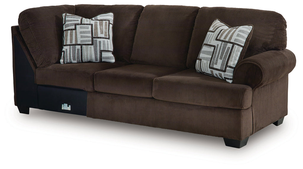 Kimlee Chocolate 3-Piece Sectional and Ottoman