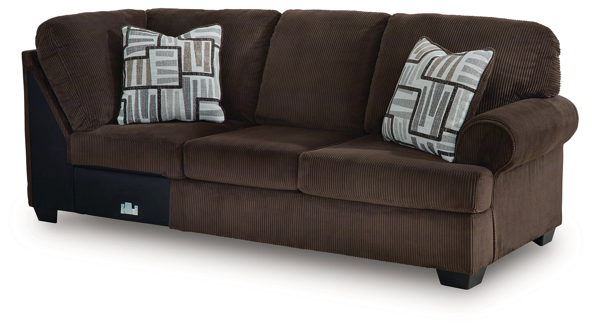 Kimlee Chocolate 3-Piece Sectional and Ottoman