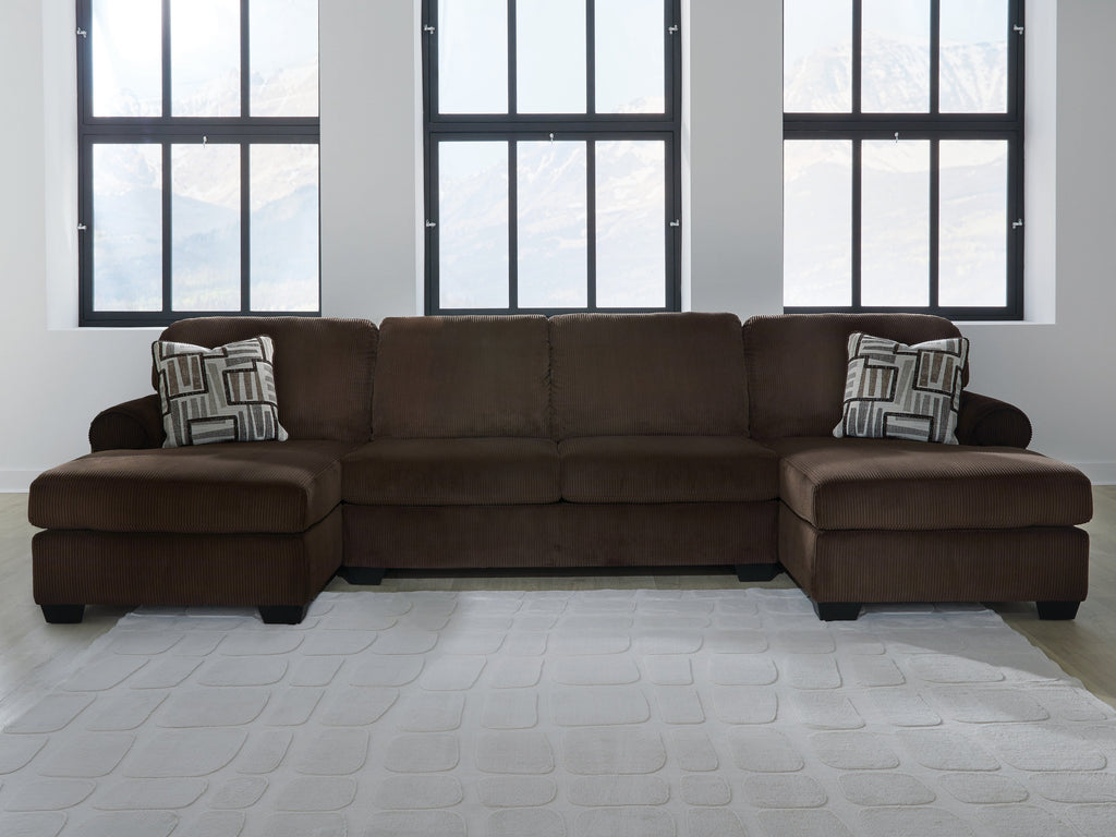 Kimlee Chocolate 3-Piece Sectional with Double Chaise