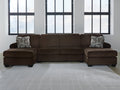 Kimlee Chocolate 3-Piece Sectional with Double Chaise