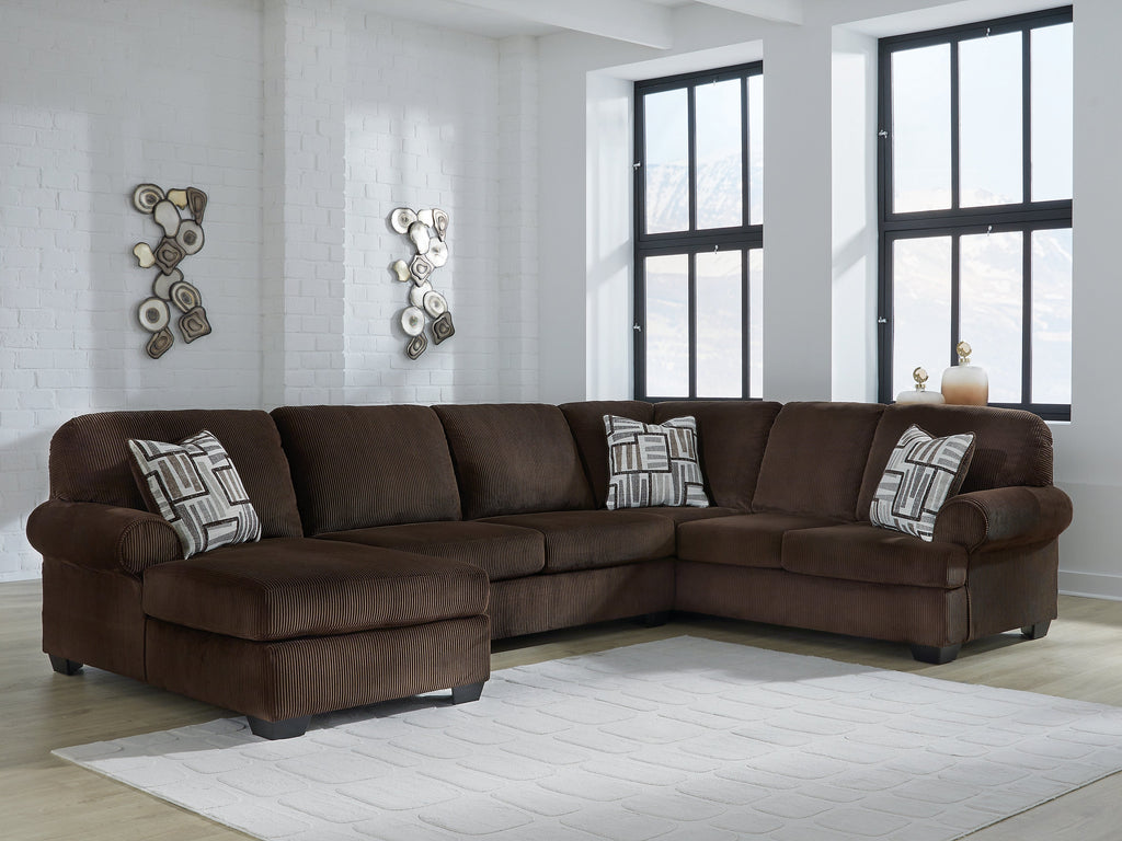 Kimlee Chocolate 3-Piece Sectional with Left Chaise