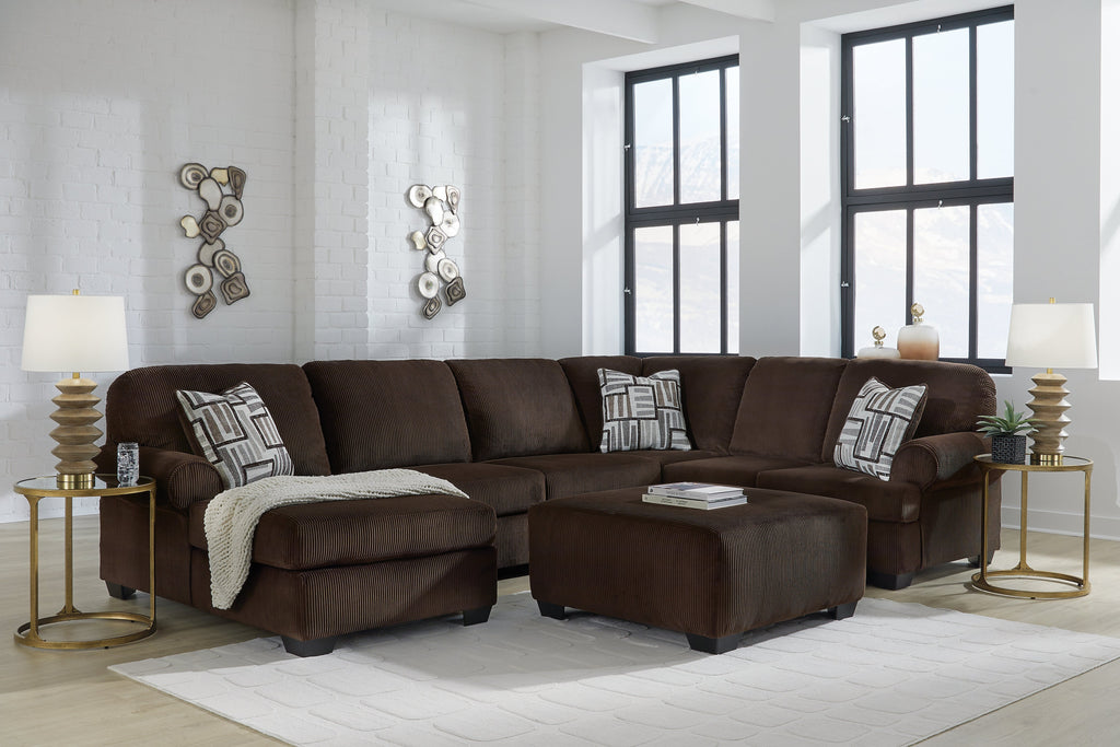Kimlee Chocolate 3-Piece Sectional with Left Chaise