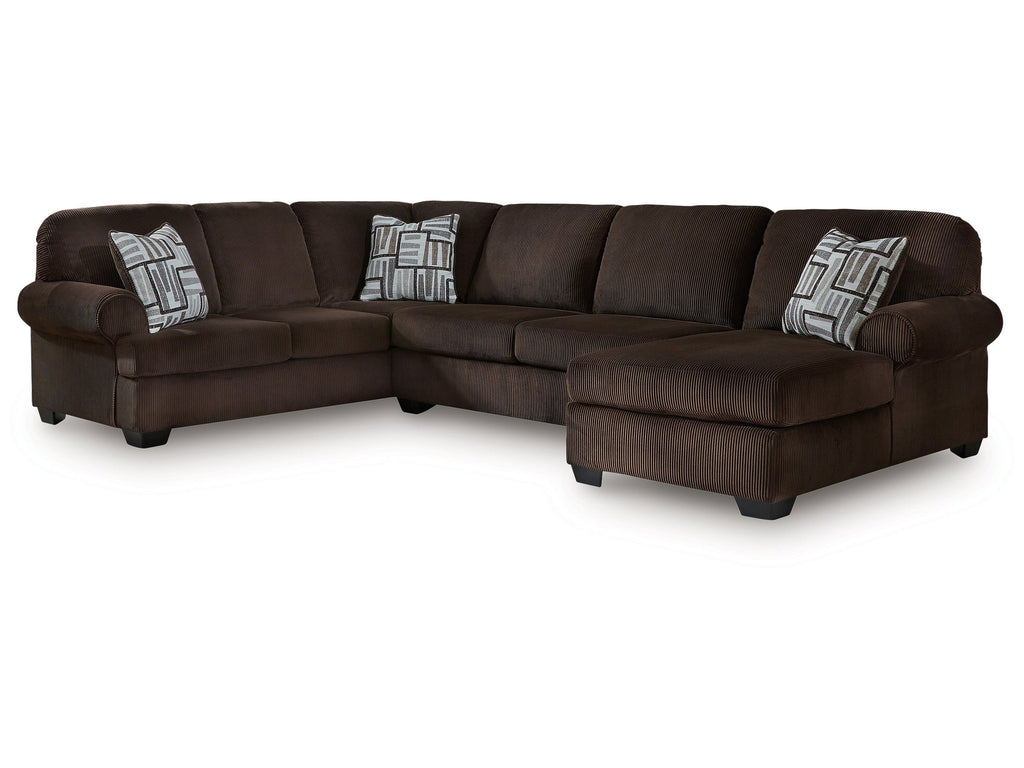 Kimlee Chocolate 3-Piece Sectional with Right Chaise