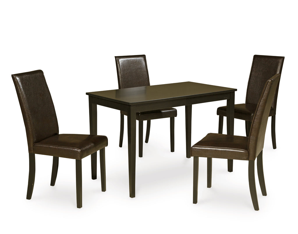 Kimonte Dark Brown Dining Table and 4 Chairs