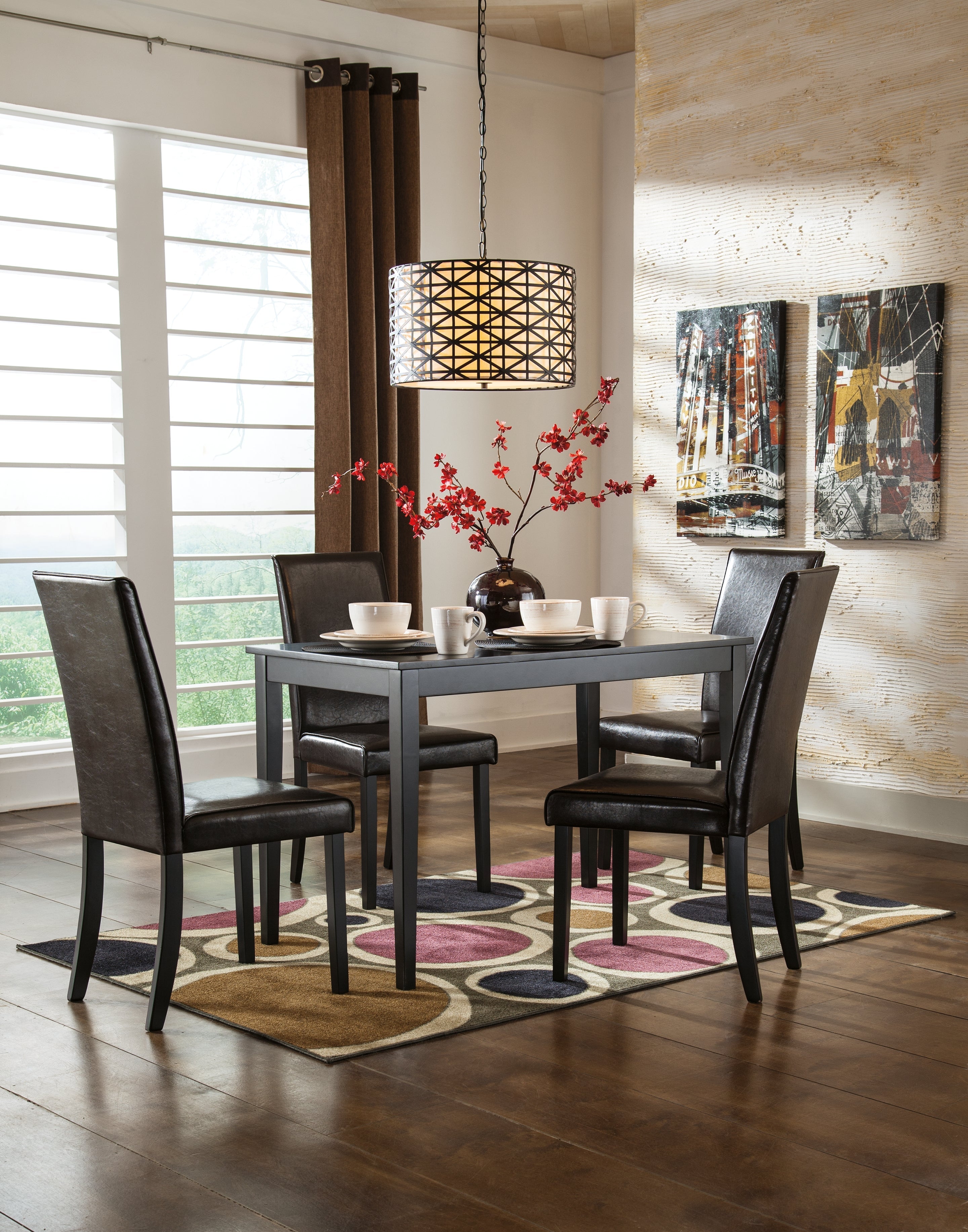 Kimonte Dark Brown Dining Table and 4 Chairs