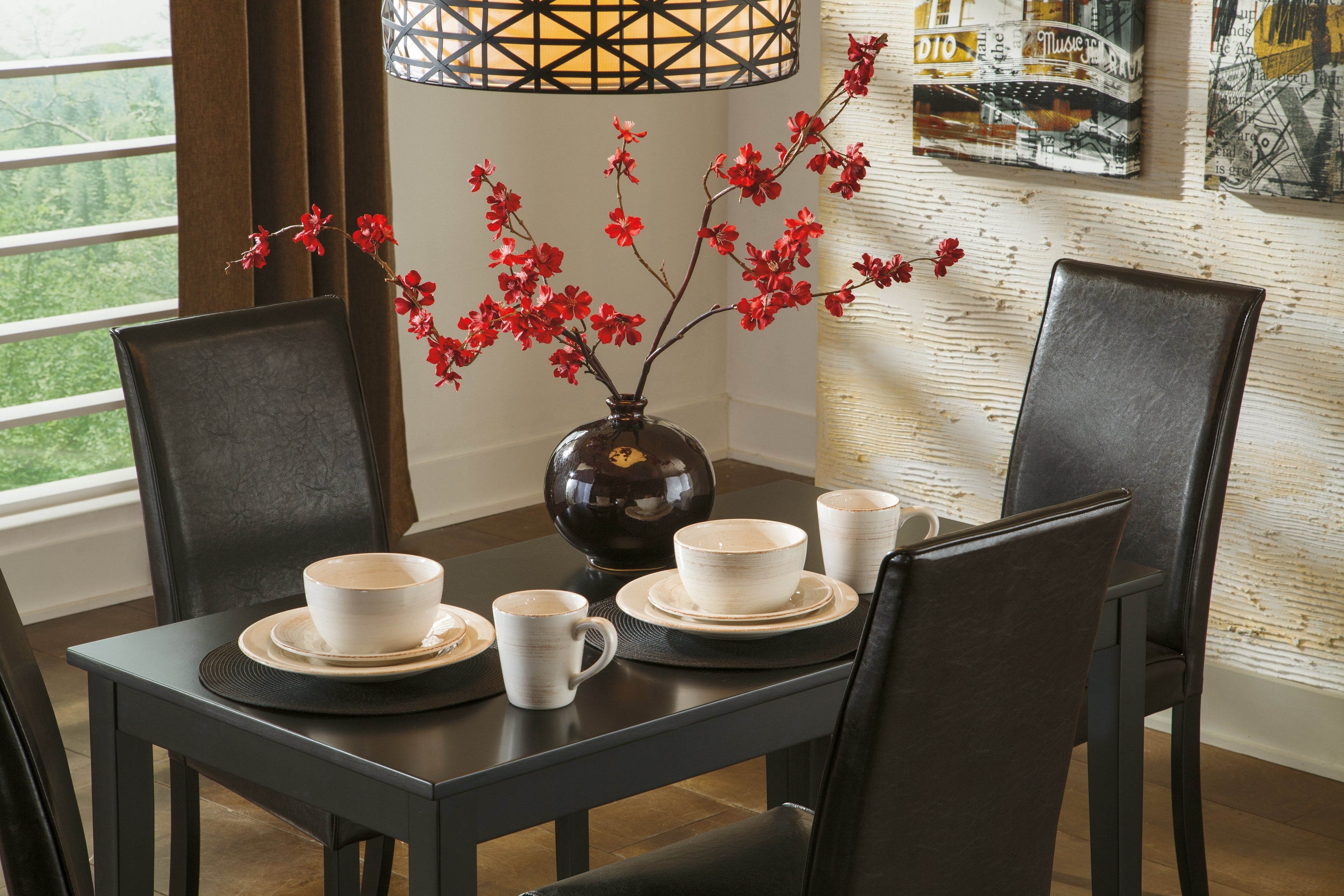 Kimonte Dark Brown Dining Table and 4 Chairs