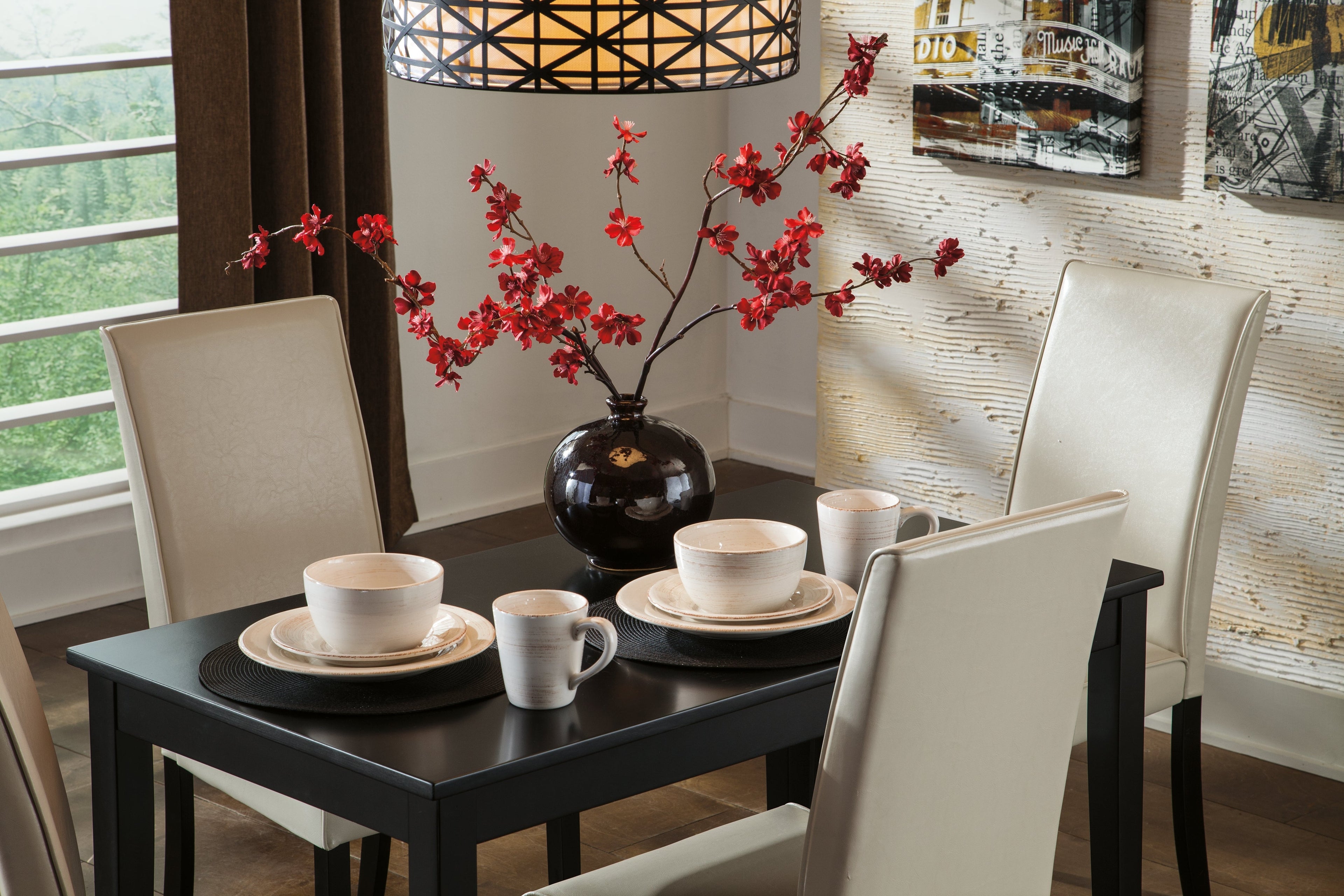 Kimonte Ivory Dining Table and 4 Chairs