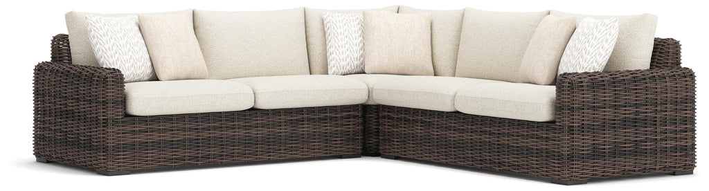 Kimora Beige/Dark Brown 3-Piece Outdoor Sectional