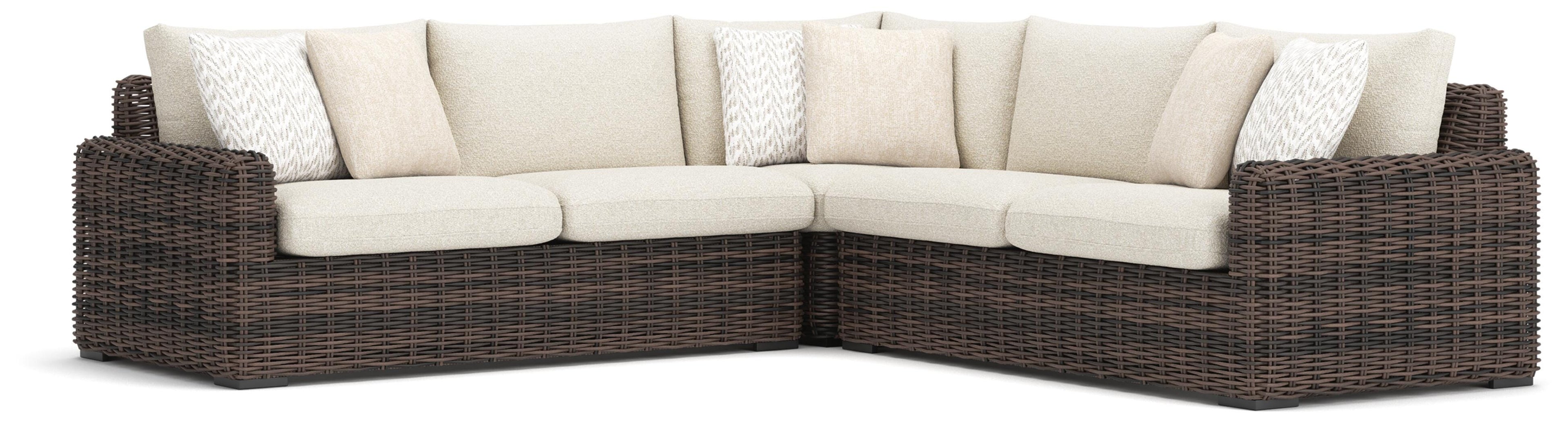 Kimora Beige/Dark Brown 3-Piece Outdoor Sectional