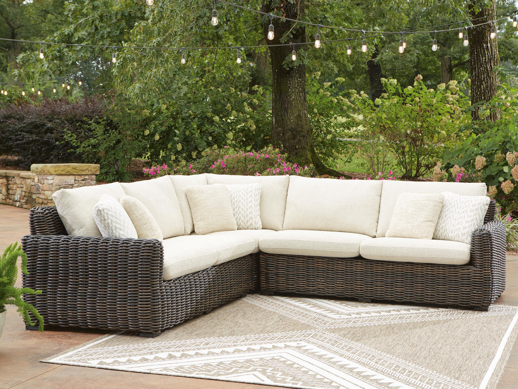 Kimora Beige/Dark Brown 3-Piece Outdoor Sectional