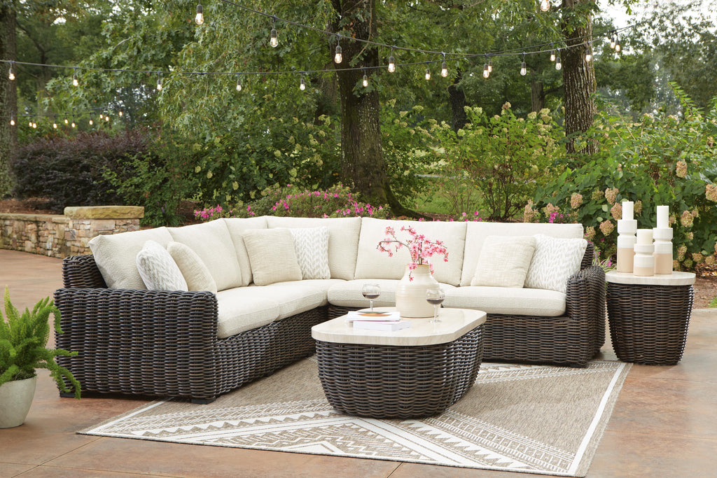 Kimora Beige/Dark Brown 3-Piece Outdoor Sectional