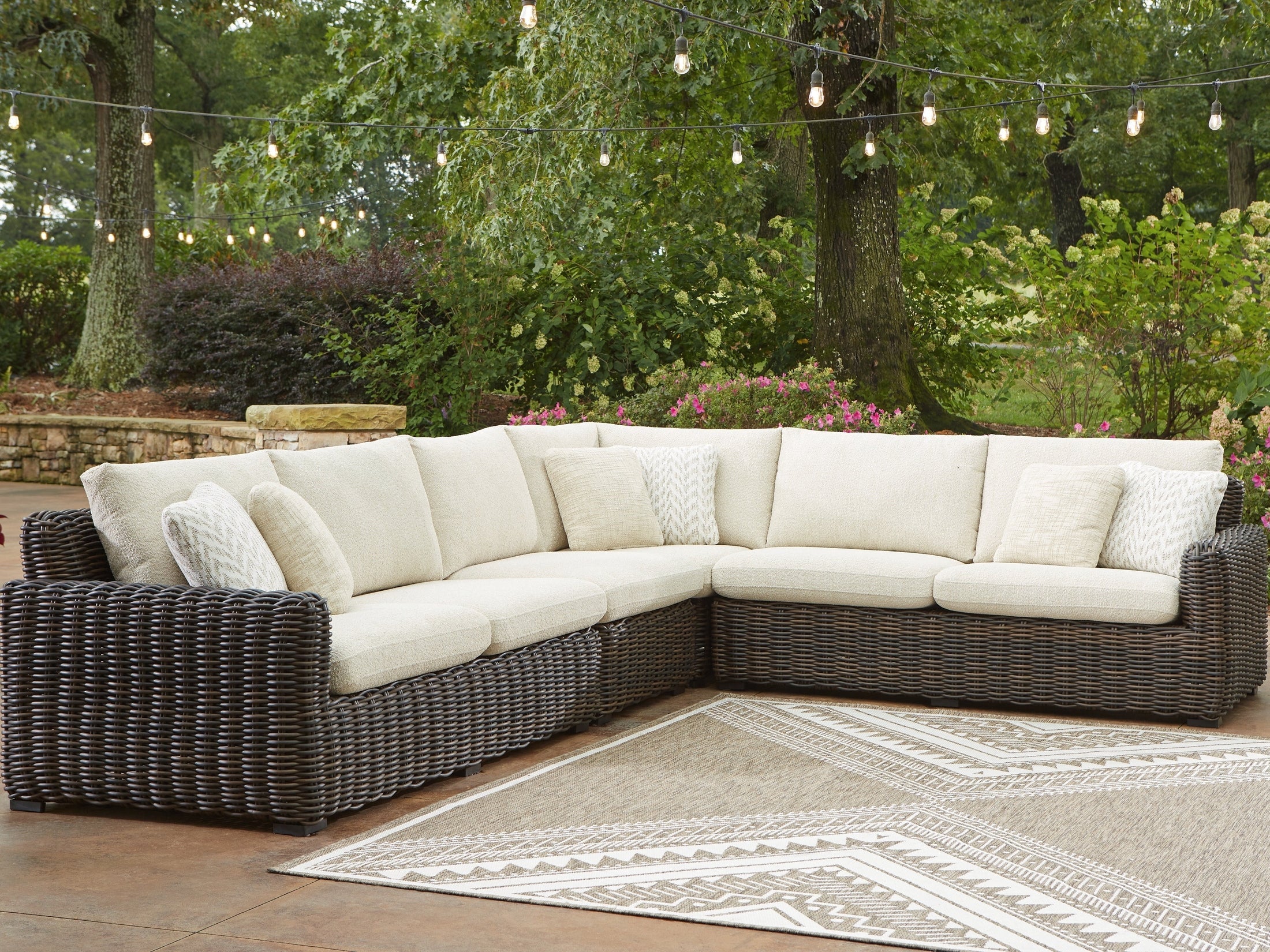 Kimora Beige/Brown Outdoor Armless Chair with Cushion