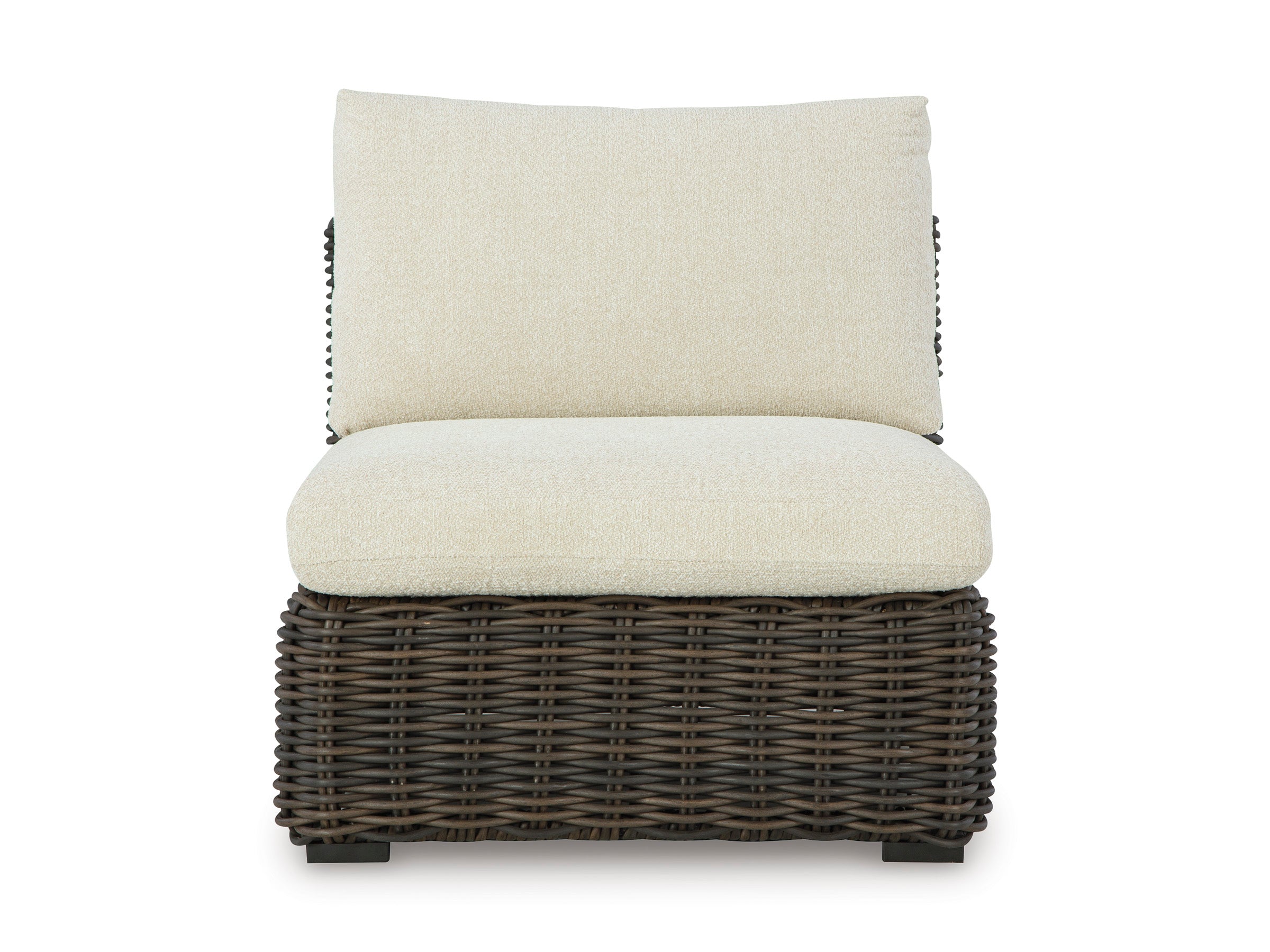 Kimora Beige/Brown Outdoor Armless Chair with Cushion